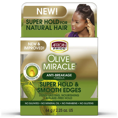 African Pride Olive Miracle Super Hold & Smooth Edges  2oz